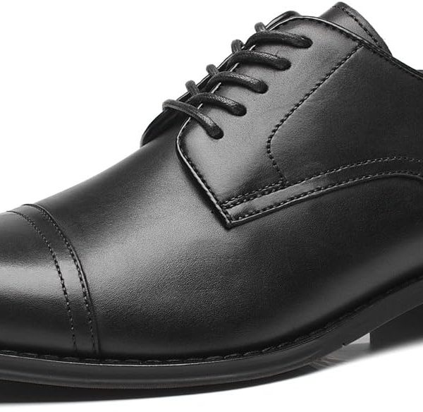 men Leather Updated Classic Toe Oxfords Lace Dress Shoes