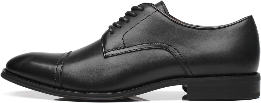men Leather Updated Classic Toe Oxfords Lace Dress Shoes - Image 2