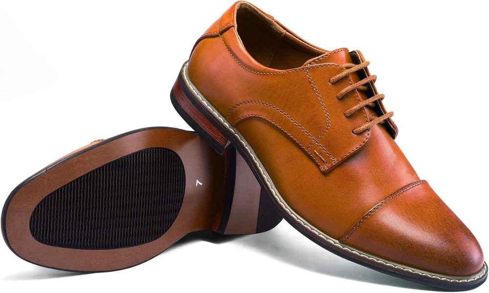 men Dress Shoes Formal Business Classic Lace Up Wingtip Oxford Shoes - Image 2