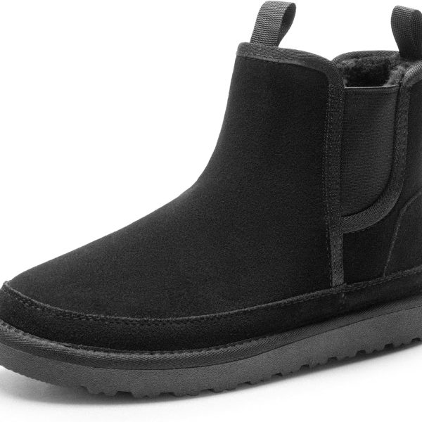 Men's Winter Snow Boots  Rugged Suede Leather Cold Weather Warm Chelsea Outdoor Boots