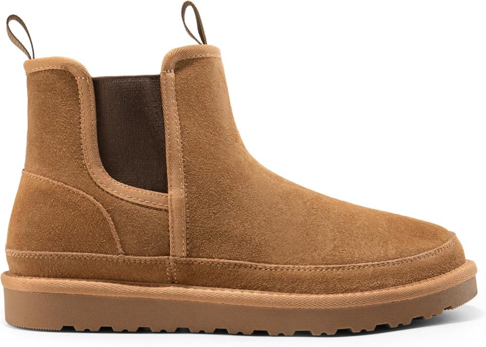 Men's Winter Snow Boots  Rugged Suede Leather Cold Weather Warm Chelsea Outdoor Boots - Image 2